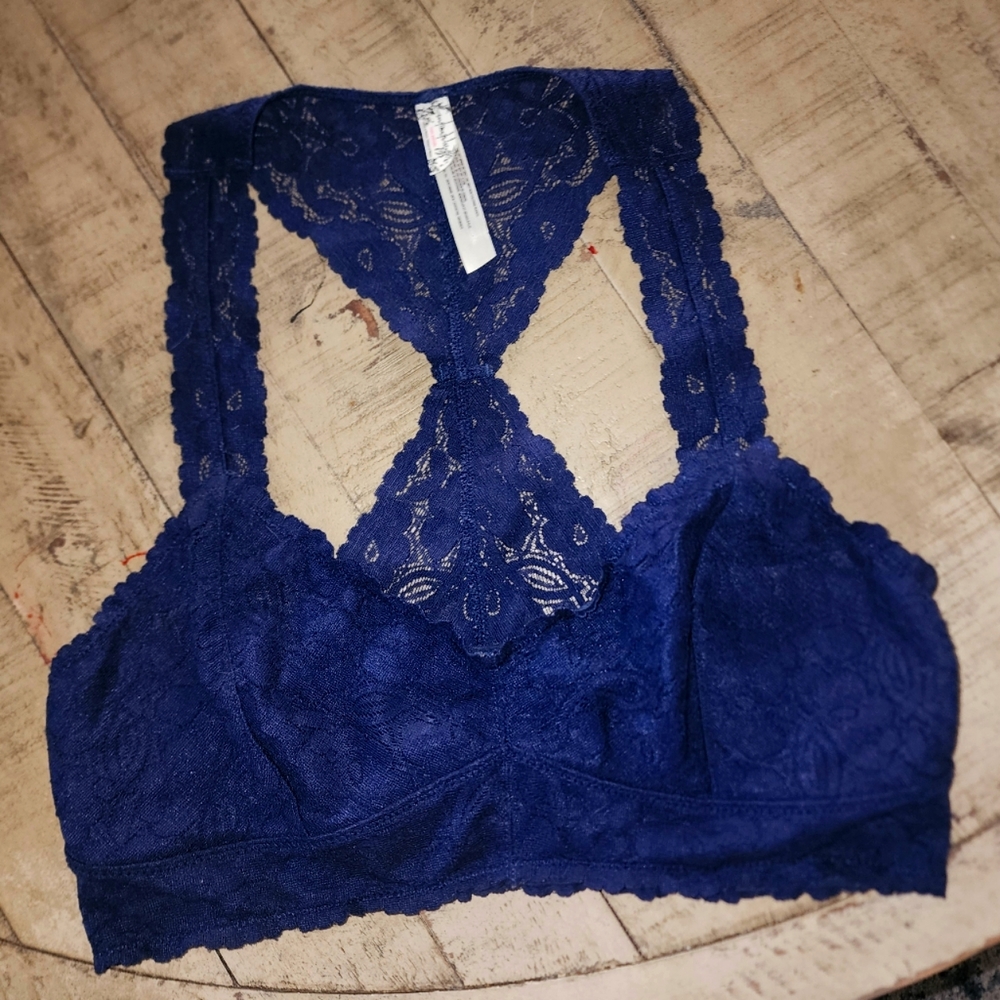Free People Navy Blue Galloon Racerback Lace Bralette